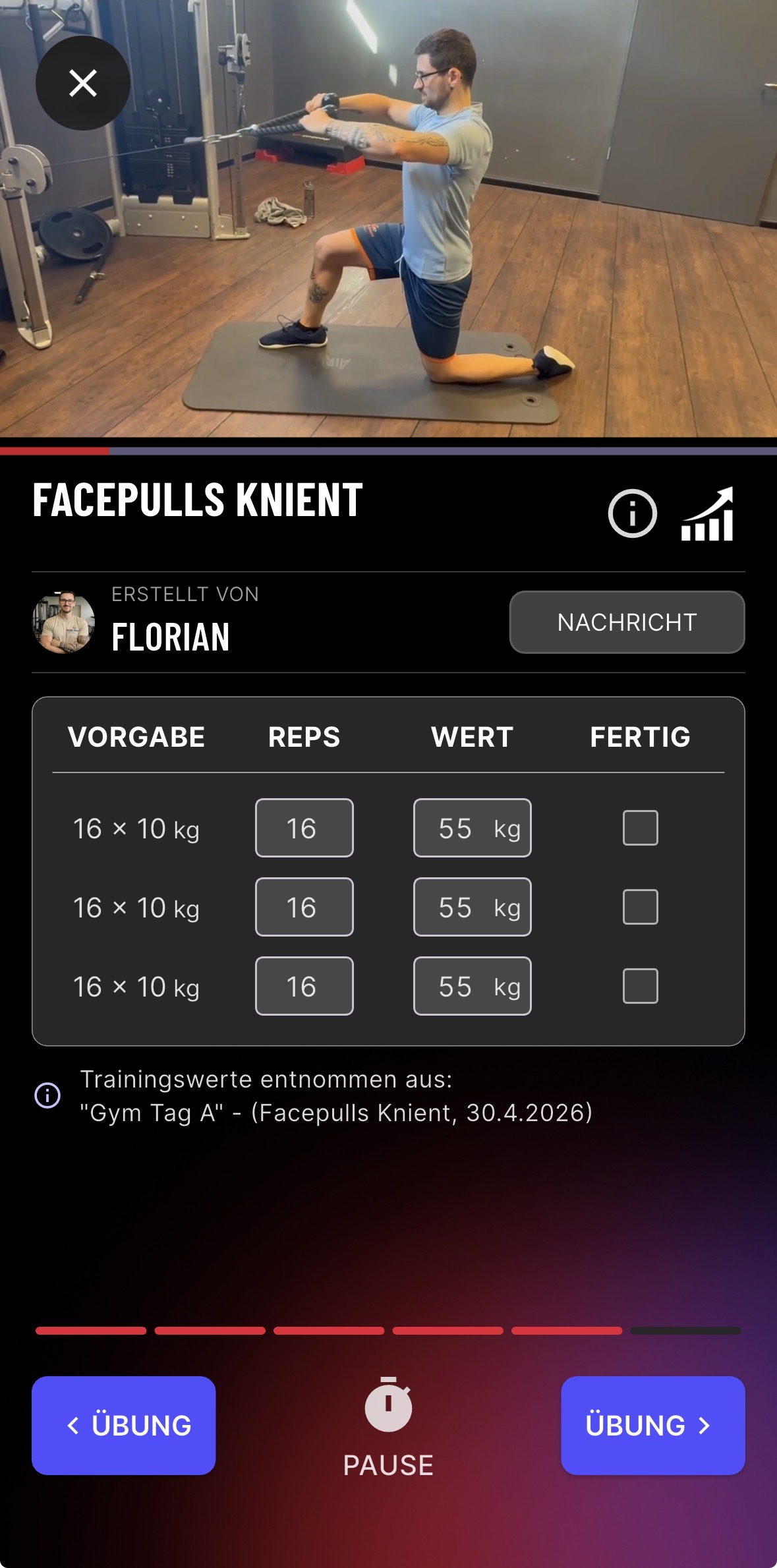 Muskel.Raum Trainingssystem mit Übungsvideo und Trainingswerten