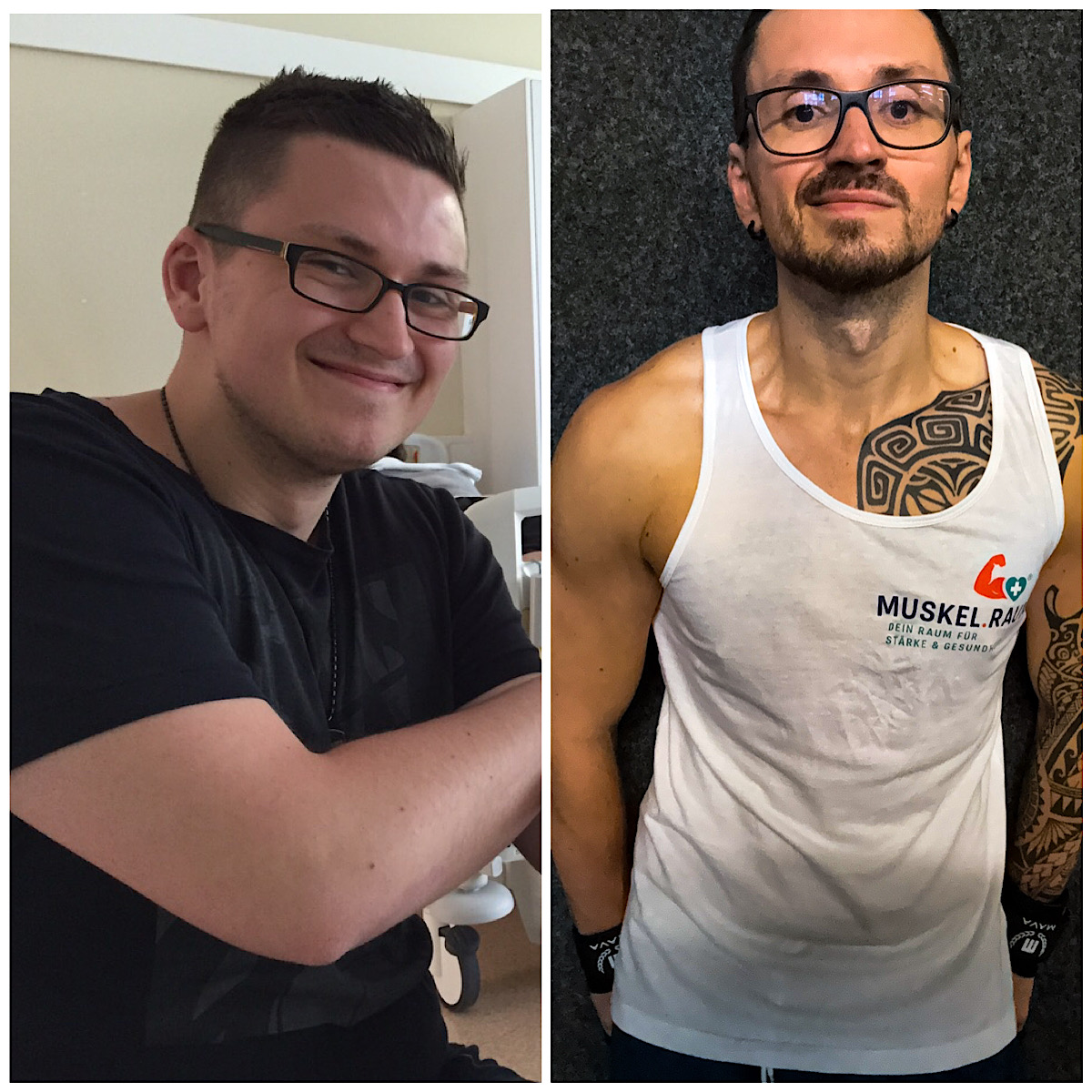 Florian Zadrazil vor und nach seiner persönlichen Gewichtsreduktion von über 40 Kilogramm